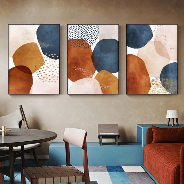 Wall Art - Navy Pink Beige (3 sets) - Canvas Prints-Poster Prints