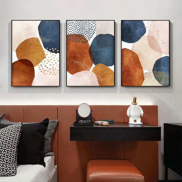 Wall Art - Navy Pink Beige (3 sets) - Canvas Prints-Poster Prints - Image 3