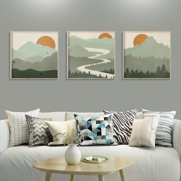 Wall Art - Sage Green Landscapes (3 sets) - Canvas Prints-Poster Prints