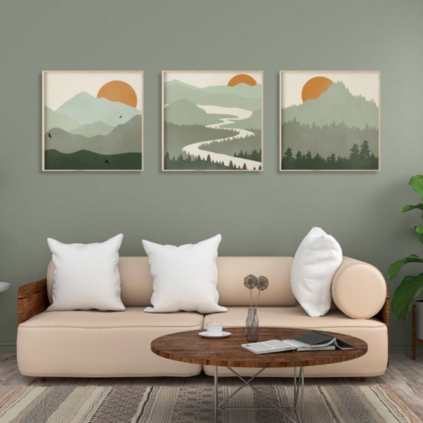 Wall Art - Sage Green Landscapes (3 sets) - Canvas Prints-Poster Prints - Image 2