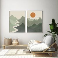 Wall art - Sage Green River Mountain (2 sets)- Canvas Prints- Poster Prints - Image 2