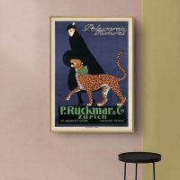Wall Art - Woman Walking Leopard Vintage - Canvas Prints-Poster Prints - Image 3
