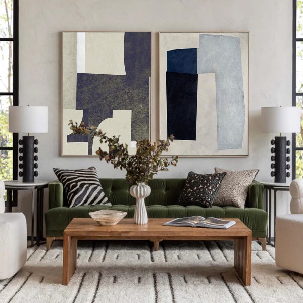 Wall art - Abstract Blue And Grey (2 sets)- Canvas Prints- Poster Prints