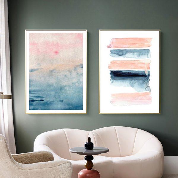 Wall art - Abstract Pink (2 sets)- Canvas Prints- Poster Prints - Image 2