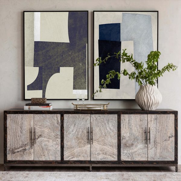 Wall art - Abstract Blue And Grey (2 sets)- Canvas Prints- Poster Prints - Image 3