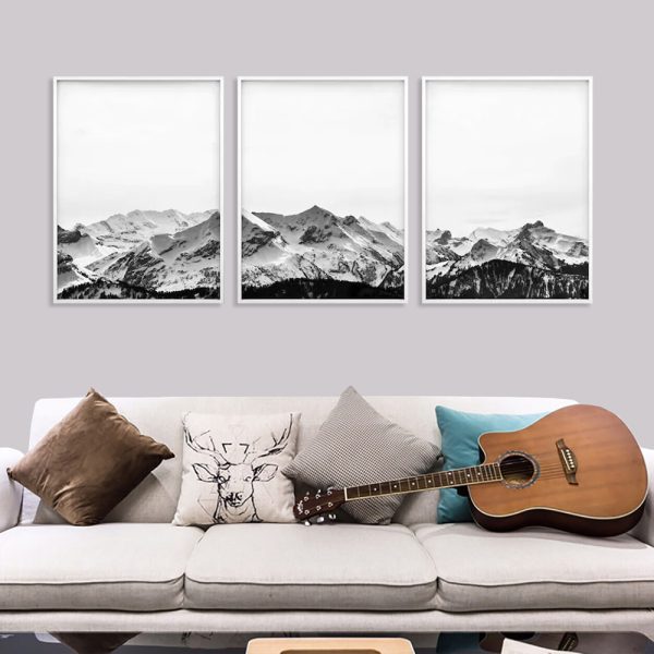 Wall Art - Black White Mountain (3 Sets) - Poster Prints -Canvas Prints - Image 2