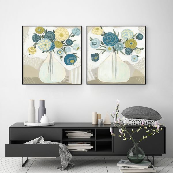 Wall Art - Blue Bouquet (2 sets) - Canvas Prints-Poster Prints