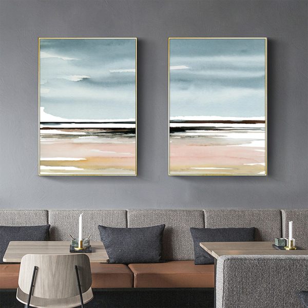 Wall art - Pink Beach Landscape (2 sets)- Canvas Prints- Poster Prints