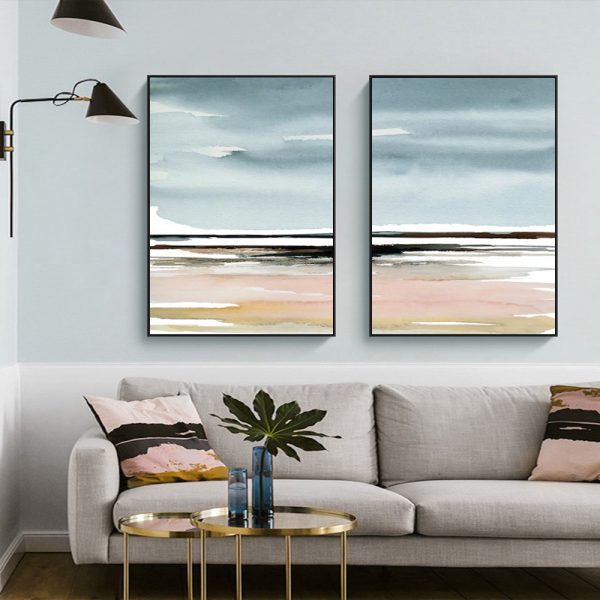 Wall art - Pink Beach Landscape (2 sets)- Canvas Prints- Poster Prints - Image 2
