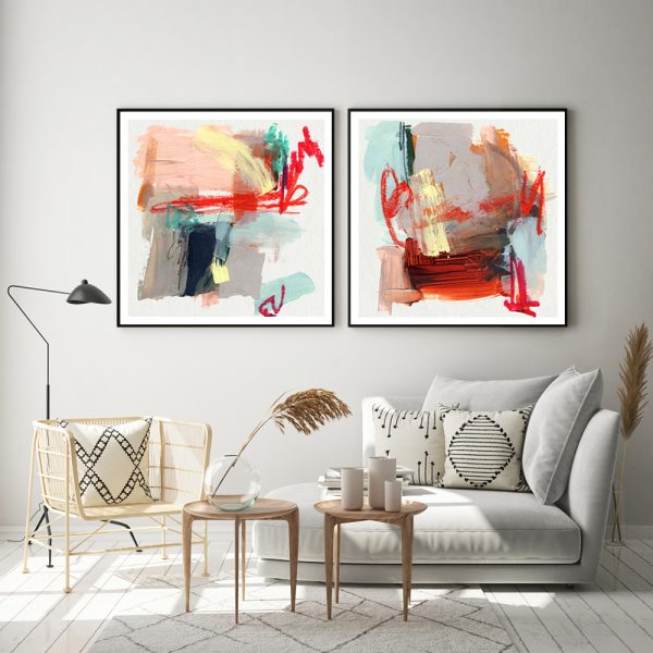 Wall Art - Abstract Colourful Garden (2 sets)- Canvas Prints-Poster Prints - Image 2