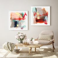 Wall Art - Abstract Colourful Garden (2 sets)- Canvas Prints-Poster Prints - Image 3