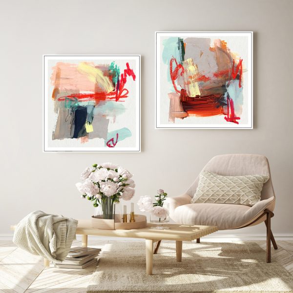 Wall Art - Abstract Colourful Garden (2 sets)- Canvas Prints-Poster Prints - Image 3