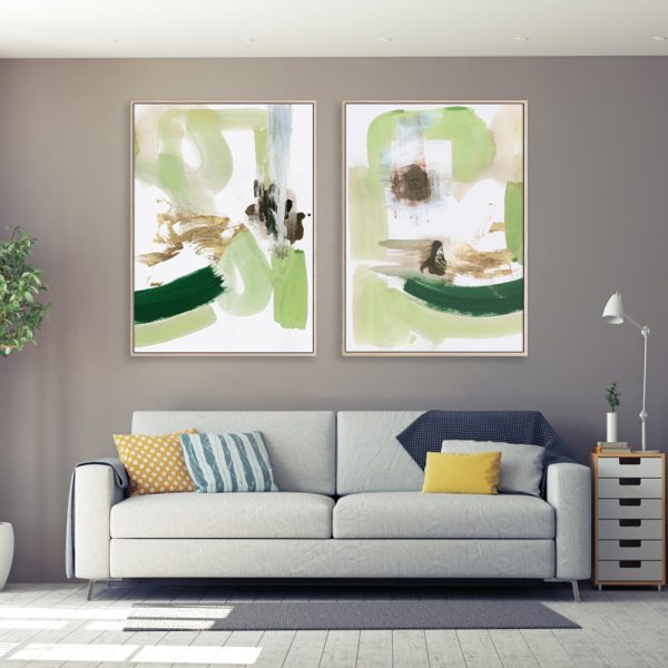 Wall art - Abstract Green Mint (2 sets)- Canvas Prints- Poster Prints - Image 2