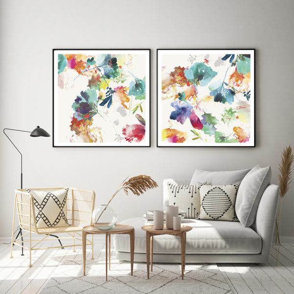 Wall Art - Glitchy Floral (2 sets)- Canvas Prints-Poster Prints - Image 3