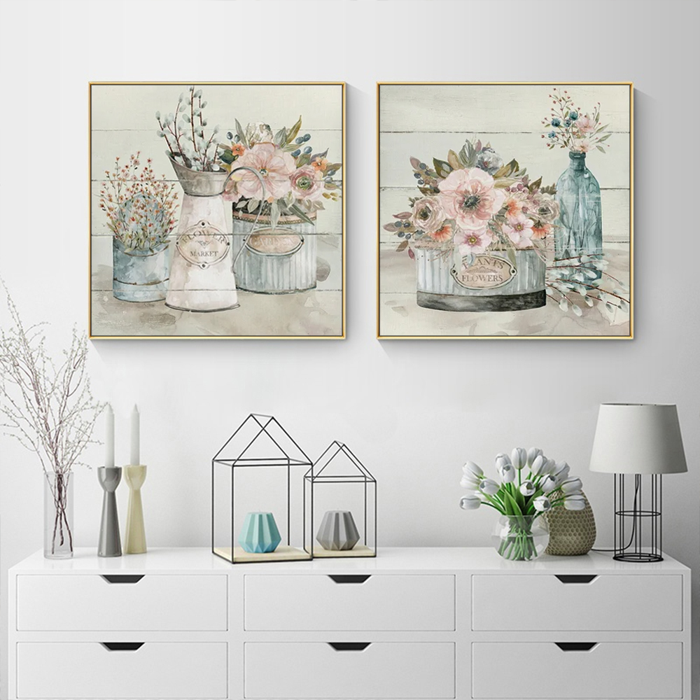 Wall Art - Shiplap Flower Market (2 sets)- Canvas Prints-Poster Prints ...