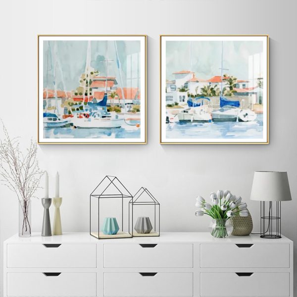 Wall Art - Beach Town Summer (2 sets)- Canvas Prints-Poster Prints