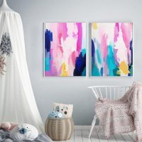 Wall art - Colorful Brushstrokes (2 sets)- Canvas Prints- Poster Prints