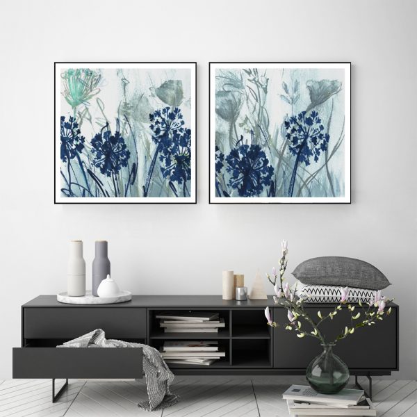 Wall Art - Indigo Field (2 sets)- Canvas Prints-Poster Prints