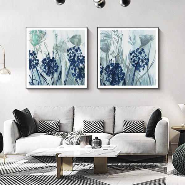 Wall Art - Indigo Field (2 sets)- Canvas Prints-Poster Prints - Image 3