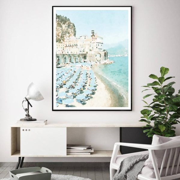 Wall Art - Atrani Salerno Watercolor Wall Art - Canvas Prints-Poster Prints - Image 2