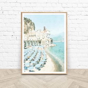 Wall Art - Atrani Salerno Watercolor Wall Art - Canvas Prints-Poster Prints