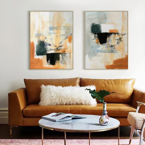 Wall art - Orange Abstract (2 sets)- Canvas Prints- Poster Prints - Image 2
