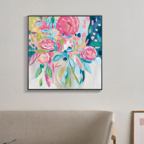 Wall Art - Summer Pink Floral by Farida Zaman - Canvas Prints-Poster Prints - Image 2