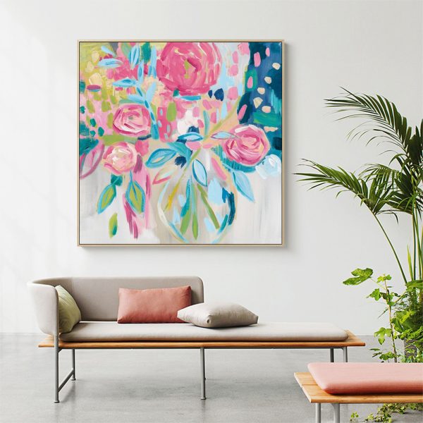 Wall Art - Summer Pink Floral by Farida Zaman - Canvas Prints-Poster Prints