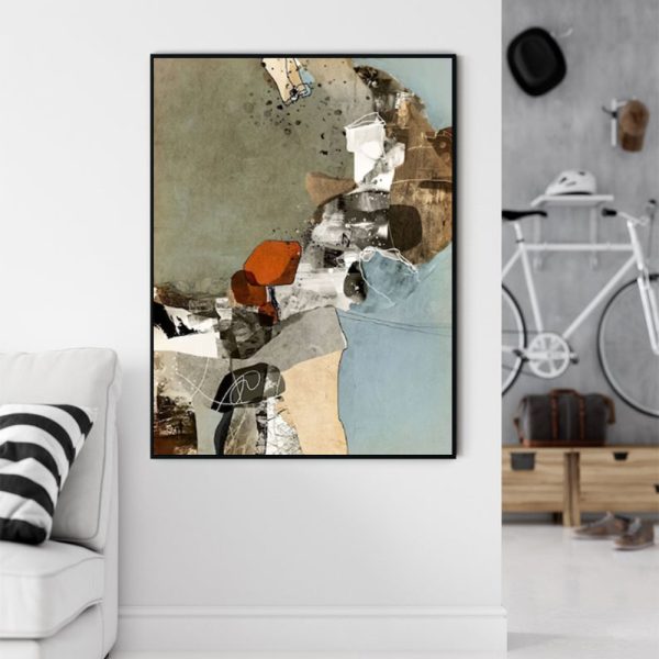 Wall Art - Abstract Beige Green Blue - Canvas Prints-Poster Prints - Image 3