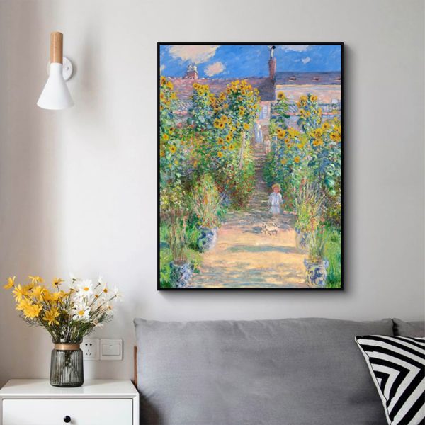 Wall Art - Little Girl on Path of Flowers - Canvas Prints-Poster Prints - Image 3
