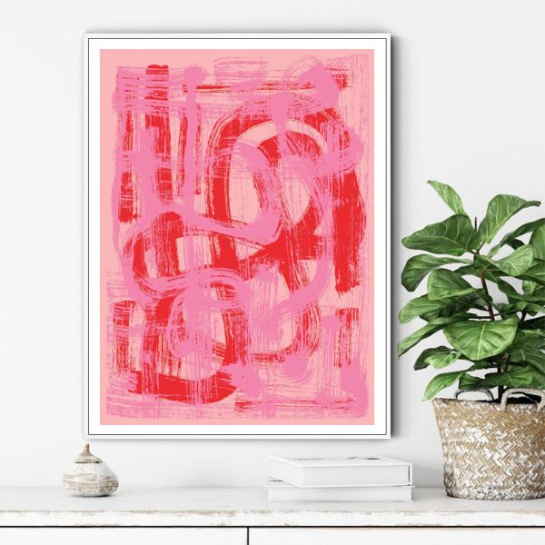 Wall Art - Modern Pink Red - Canvas Prints-Poster Prints - Image 2