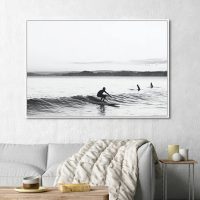 Wall Art - Black and White Longboard Surf - Canvas Prints-Poster Prints - Image 2