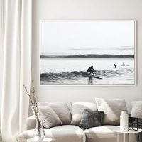 Wall Art - Black and White Longboard Surf - Canvas Prints-Poster Prints - Image 3