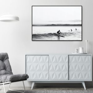 Wall Art - Black and White Longboard Surf - Canvas Prints-Poster Prints