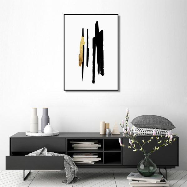 Wall Art - Black Gold Abstract - Canvas Prints-Poster Prints