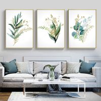 Wall Art - Green and Gold Botanical (3 sets) - Canvas Prints-Poster Prints
