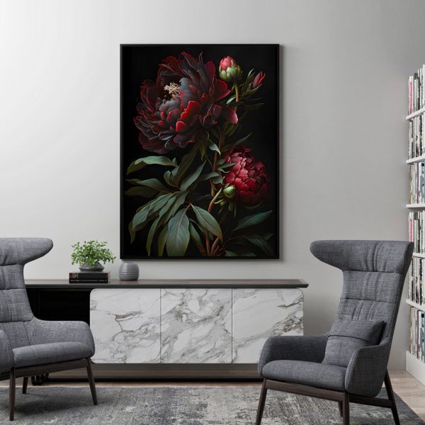 Wall Art - Red Peony Flower - Canvas Prints-Poster Prints - Image 3