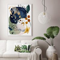 Wall Art - Vibrant Color Teal Copper Pink Yellow Navy Mustard - Canvas Prints-Poster Prints