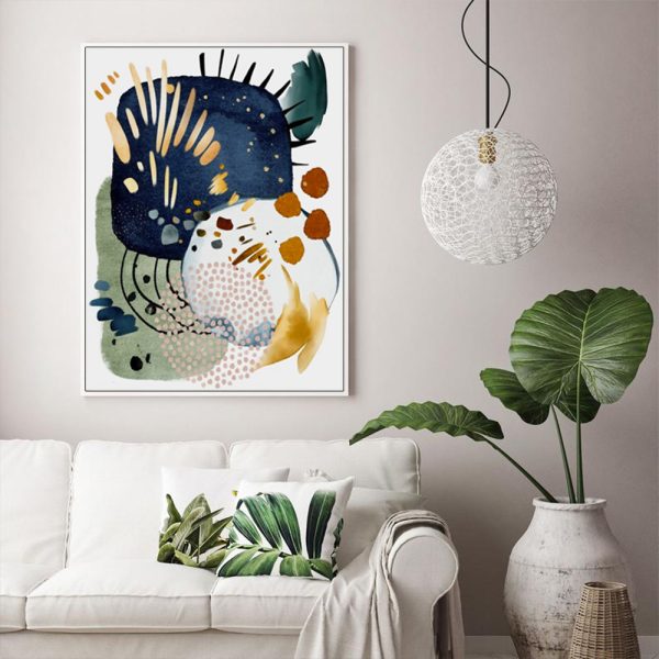 Wall Art - Vibrant Color Teal Copper Pink Yellow Navy Mustard - Canvas Prints-Poster Prints