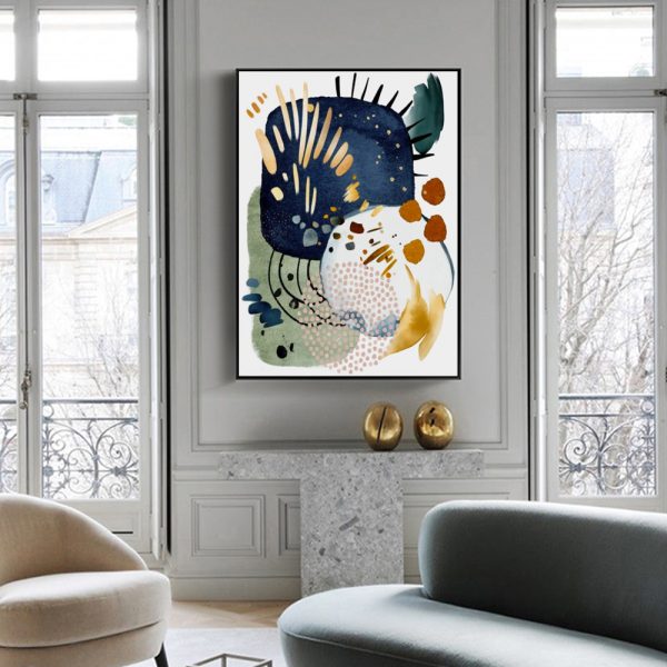 Wall Art - Vibrant Color Teal Copper Pink Yellow Navy Mustard - Canvas Prints-Poster Prints - Image 3