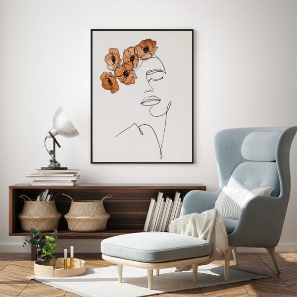 Wall Art - Abstract Woman with Flowers - Canvas Prints-Poster Prints