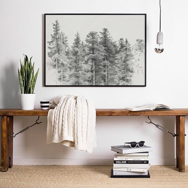 Wall Art - Antique Pine Tree Forest Sketch - Canvas Prints-Poster Prints - Image 3