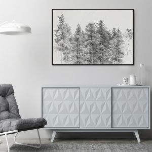 Wall Art - Antique Pine Tree Forest Sketch - Canvas Prints-Poster Prints