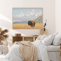 Wall Art - Bison with Teton Mountains - Canvas Prints-Poster Prints