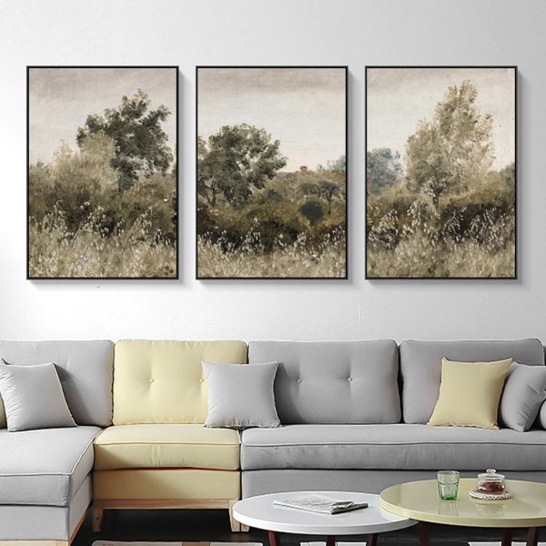 Wall Art - Vintage Neutral Landscape (3 Sets) - Poster Prints -Canvas Prints