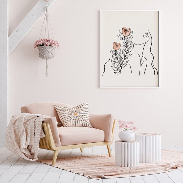 Wall Art - Woman With Flowers- Canvas Prints-Poster Prints - Image 2