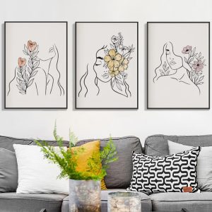 Wall Art - Woman's Face Line (3 sets) - Canvas Prints-Poster Prints