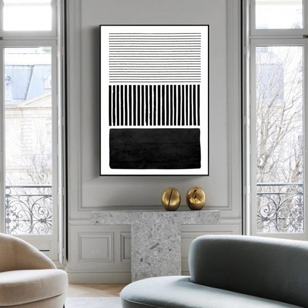 Wall Art - Black White Minimalist Art - Canvas Prints-Poster Prints - Image 3