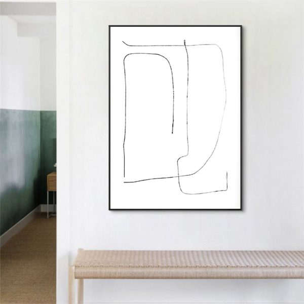 Wall Art - Black and White Abstract Line - Canvas Prints-Poster Prints - Image 2