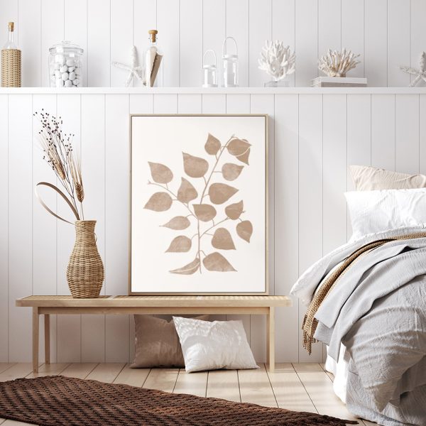 Wall Art - Beige Leaves III - Canvas Prints-Poster Prints - Image 2